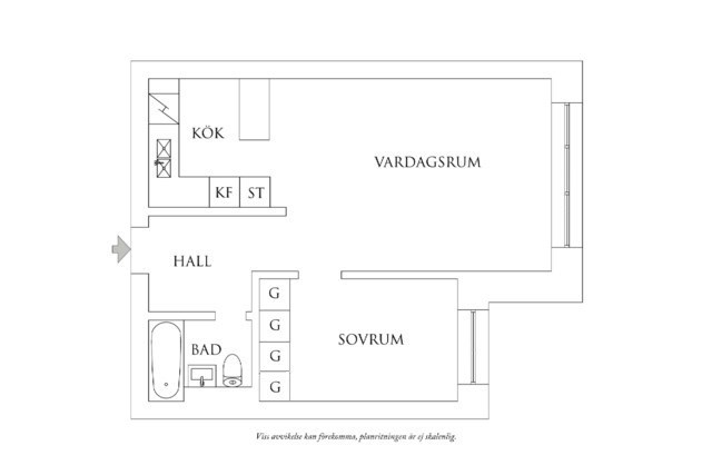 Planritning 1 Södra Hamngatan 13B
